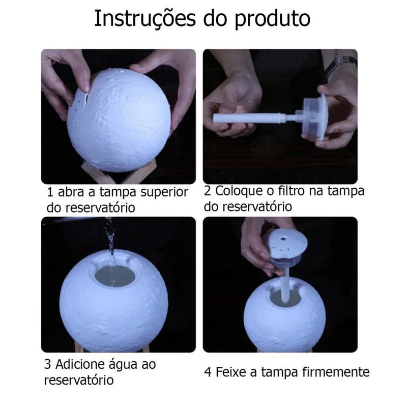 LUZUMI® - Umidificador e Abajur com a Forma da Lua - Promoção Somente Hoje!