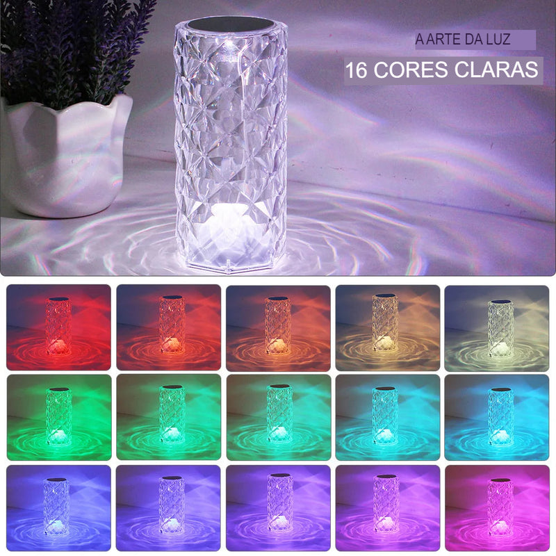 CRYSTALGLOW® - Luminária de Luxo Cristal que Muda a Cor com o Toque - Elegância e Personalização ao Seu Alcance - Oferta Exclusiva Hoje.