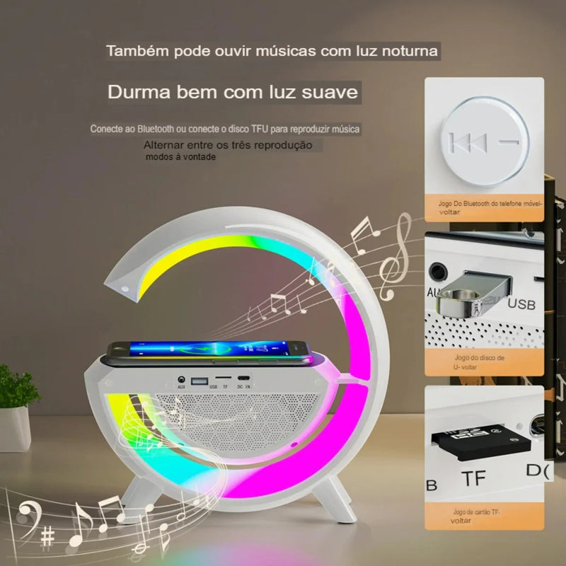 SMARTGLOW® - Luminária Smart G-Speaker Multifuncional - Iluminação Inteligente com Som de Alta Qualidade - Oferta Exclusiva Hoje.