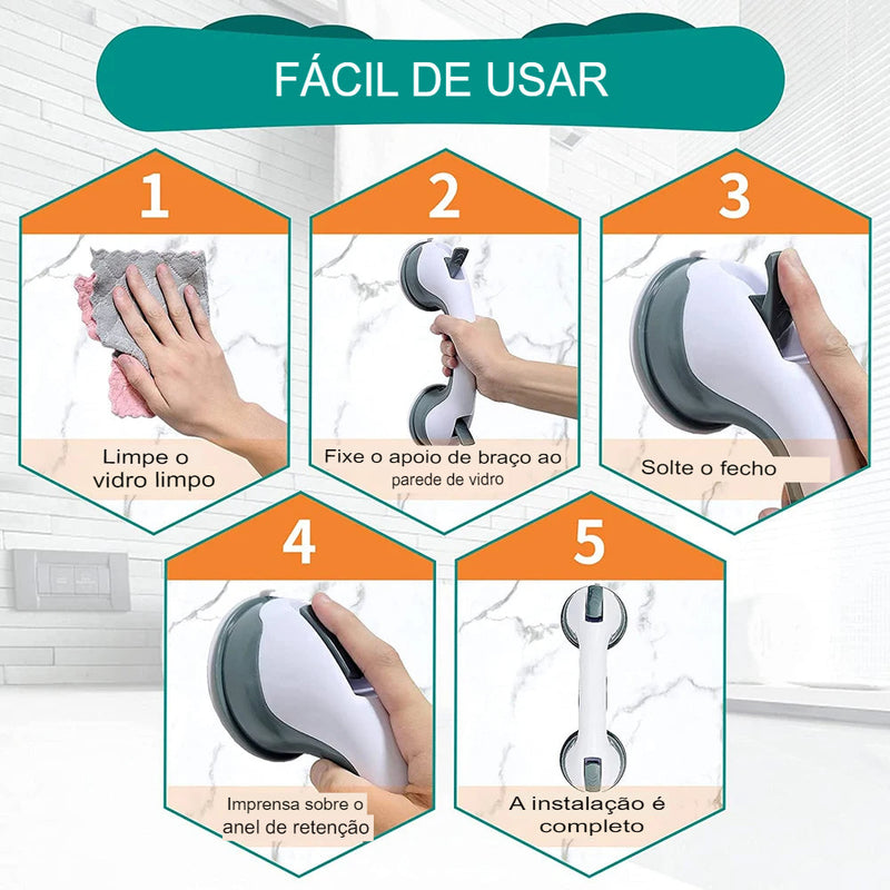 SECUREGRIP® - Barra de Apoio para Banheiro com Borrachas de Fixação - Segurança e Estabilidade ao Seu Alcance - Oferta Exclusiva Hoje.